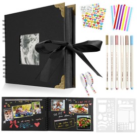Newthinking DIY Photo Albums Scrapbook, 80 Pages A4 Hand-posted Couple Photo Album with Stickers and Marker Pens for Guest Book Anniversary Wedding Valentines Day