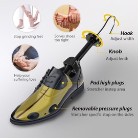 CuteHome Pair of Women Shoe Stretcher, Two-Way Shoe Tree,Expands Length and Width of Tight shoe(Yellow)