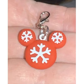 Mickey Mouse Christmas Snow Flake Zipper Pull & Keychain Add On Clip!!