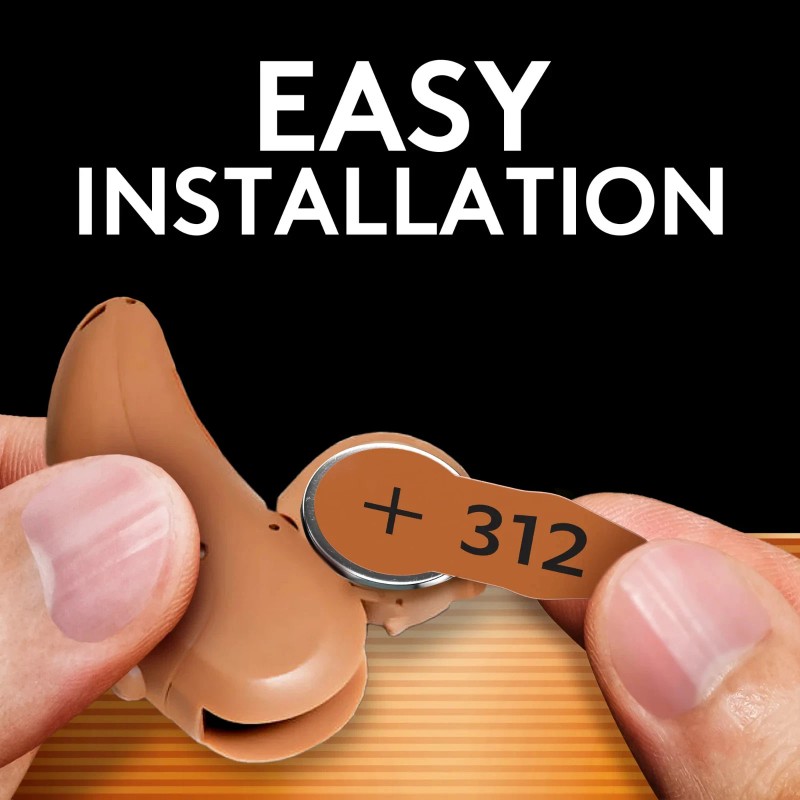 Duracell Size 312 Brown Hearing Aid Batteries, 8 Pack