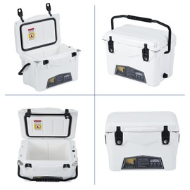 GarveeLife 20 Quart Portable Ice Cooler, Heavy Duty Ice Chest with Portable Cup Holder, Fish Ruler, Bottle Openers, Camping Cooler for Beach Boat Fishing Picnic Travel