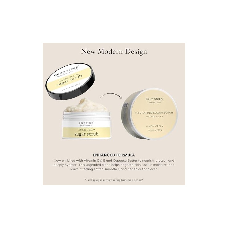 Deep Steep Sugar Scrub, 8 Ounce (Lemon Cream)