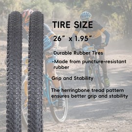 QiYueZaiYe 2 Pack 26" x 1.95" Mountain Bike Tire Set, 26 inch Foldable Puncture Resistant Bicycle Tire and Matching Inner Tube and Repair Tool Kit for Mountain Bike, Off-Road Bike