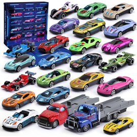 24-Piece Advent Calendar with Play Vehicles - Christmas Countdown Toy Box for Kids - Exciting 24 Days of Surprises for Boys