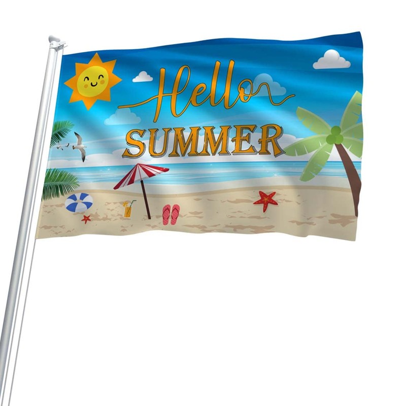 Hello Summer Flag 3x5 Ft Hello Sunshine Beach Decorations Banner