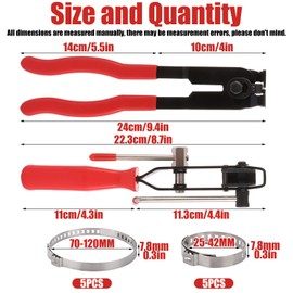 LOPYXBR 12 Pcs Auto CV Joint Boot Clamps Pliers Car Banding Tools Kit, CV Boot Clamp Pliers Set with cv Boots Clips Kit and Boots Plier Cars Banding Tool Kit for Most Cars, Red