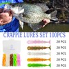100pcs Crappie Lures Kit, Crappie Jig Heads and Crappie Baits
