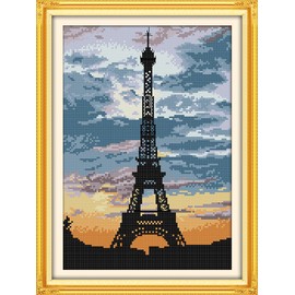 11CT Cross Embroidery Set Printed Fabric 32 x 43 cm DIY Embroidery Easy Input Set Pre-Printed Embroidery for Girls Craft DMC Item Embroidery - The Twilight Tower