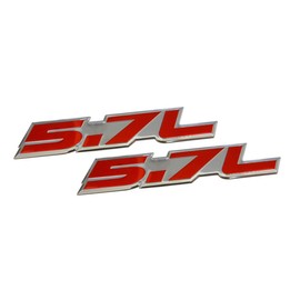 ERPART 5.7L Liter in RED on Highly Polished Silver Aluminum Car Truck Engine Swap Nameplate Badge Logo Emblem (Pack of 2)