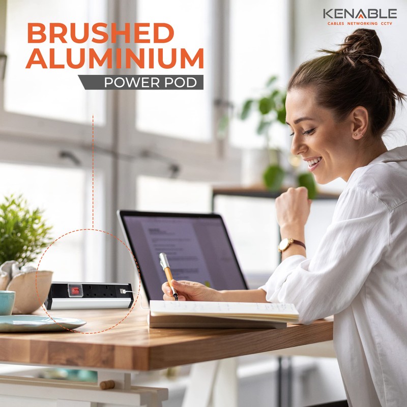 kenable Desktop Bench Table Mountable PDU 2 x UK Sockets