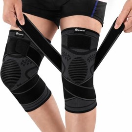 WHLICKS Knee Support for Men/Women with Strap (2 Pack), Sports Knee Brace