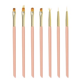 Lokaloka 7 Stück Nagel Pinsel Set für Gelnägel Nail Art Nailart mit Ombre Brush, Pinselset Fein Dünn Fineliner Oval Fächer Flach für UV Nagellack Lack Gel Neonail Acryl French Nageldesign Profi