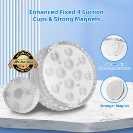 Submersible Pool LED Light, Underwater Light, 16 RGB Color Changing, RF Remote,Magnetic/Suction Cup/Battery, IP68 Waterproof Pool Lights for Pond/Bathtub/Shower/Hot Tub/Spa