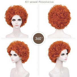 FEISHIONG Short Curly Orange Reddish Wig Women's，Ginger Cosplay Wigs Fluffy Retro，Hair for Hallowed Costume Party