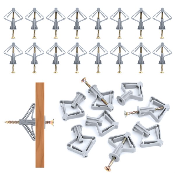 TNEDFOD Pack of 100 Plasterboard Dowels with Screws, Expansion Dowels,