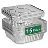 8x8 Inch Disposable Aluminum Foil Pans with Lids (15 Pack)