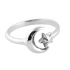 Sterling Silver Adjustable Crescent Moon and Star Ring