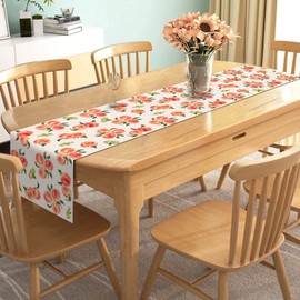 Nepnuser Peach Table Runner Sweet Peach Party Decoration Summer Fruit Rustic Home Kitchen Dining Room Decor 72 Inches Long