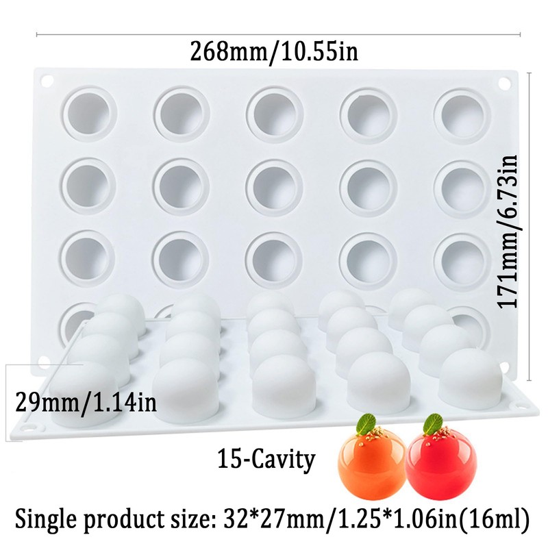 3D Silicone Sphere Molds,Sphere Chocolate Cookie Round Ball Mold