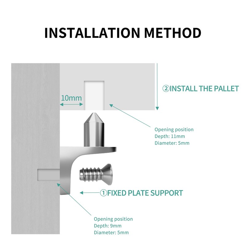 Safety Shelf Support 5 mm, Angled Shelf Bracket with Pin