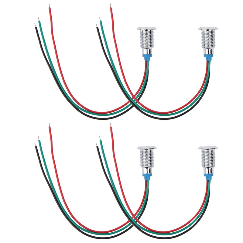 4 Sets PreWired Round LEDs Waterproof Dustproof 2-Color Common Cathode