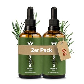Heldengrün® BIO Rosmarin+ Haaröl [HOCHDOSIERT] Dermatologisch getestet - Natürlicher Haar-Booster mit Jojoba & Rosmarin - Rosmarinöl Haare - Ätherische Ölmischung - 2 x 50 ml