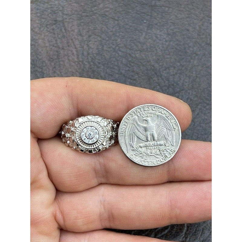 Men's Nugget Ring - Solid 925 Sterling Silver Ring -