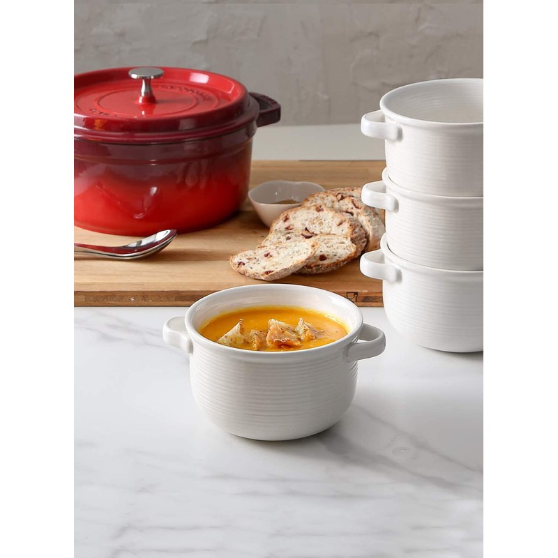 LE TAUCI Soup Bowls with Handles - 28 oz Lead-Free