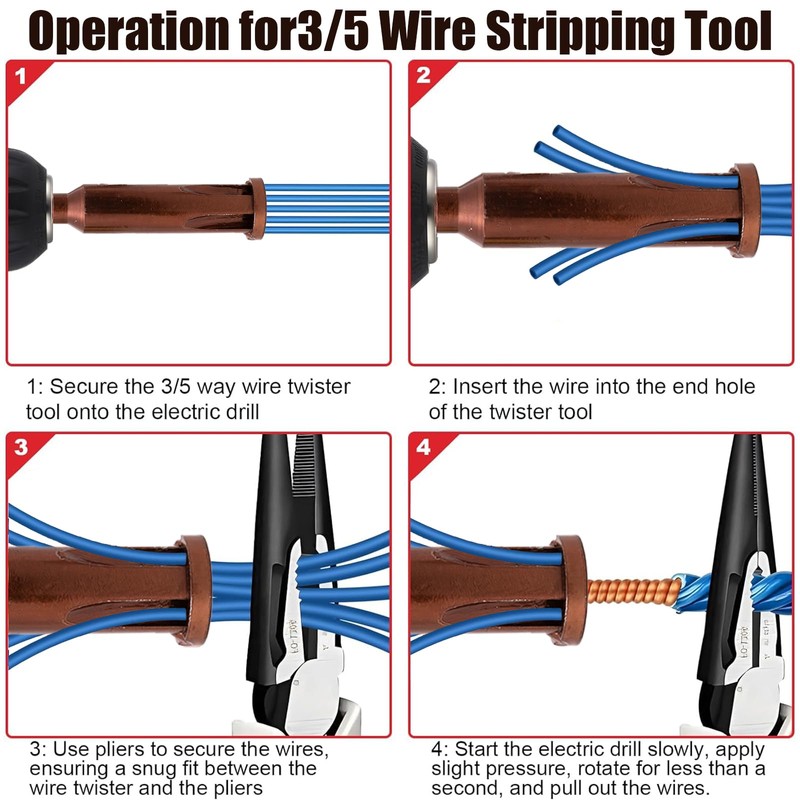 Twisting Wire Tool Set, 3 Way/ 5 Way Tool Stripping