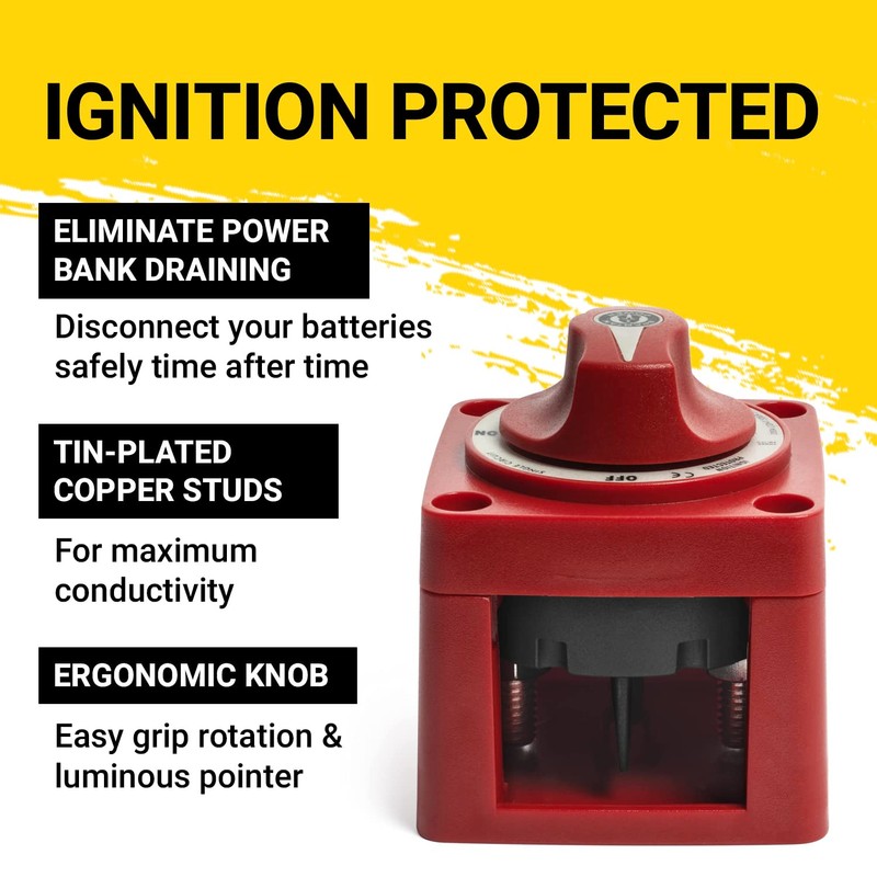 Spartan Power Battery ON/Off Disconnect Switch 300A - Ignition Protected,