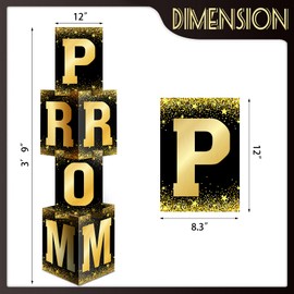 Jetec Prom Column Boxes 2025 Prom Sign Decorations Standup Photo Booth Backdrop Cardstock Boxes Night Decor with Letters Card Stock for Students Graduation Party, 12 x 45 in(Gold/Black)