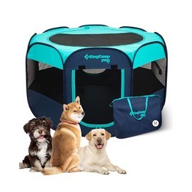 KingCamp Dog Playpen, Portable Foldable Cat Kitten Puppy Tent Crates 29"/36"/50" Pop Up Pet Playpen with Zippered Bottom & Cover for Indoor Outdoor Use (Medium, Green)