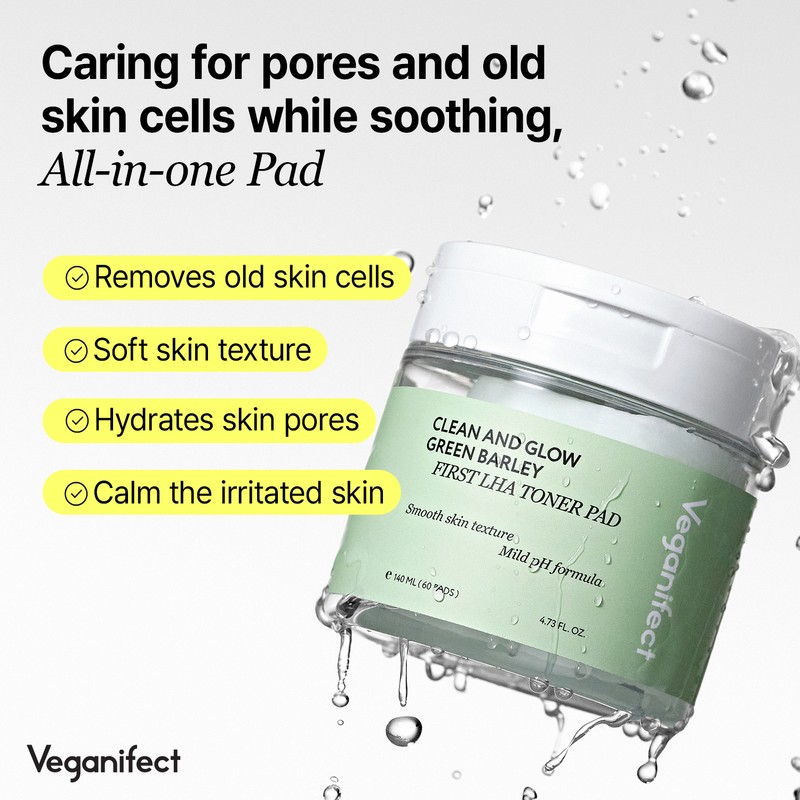 Veganifect [Veganifect]Clean and Glow Green Barley First LHA Toner Pad