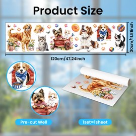 ANATTASOUL Window Stickers Dog and Cat Window Clings Double Sided Window Decoration Spring Summer Party Home Decorations