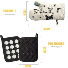 ZORR Oven Gloves and Pot Holder Set, Cotton, Oven Gloves, Heat Resistant Oven Gloves, Set of 4 Cooking Gloves