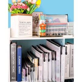 Umriox Zipper Mesh Document Pouch, 6 Assorted Size (Black, 18 Packs), Clear Zipper Pouches, Waterproof Travel Pouch for Office Supplies, Puzzles, Board Games and Craft Projects