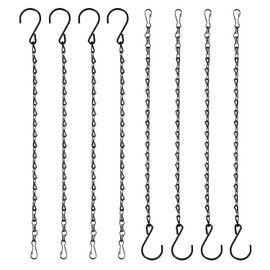 Plant Hanging Chains, 8 Pack 24 inch Metal Garden Hanging Chains for Hanging Planter Basket Bird Feeder Lanterns Decorative Ornaments Wind Chimes Billboards DIY Crafts Outdoor/Indoor Use(Black)