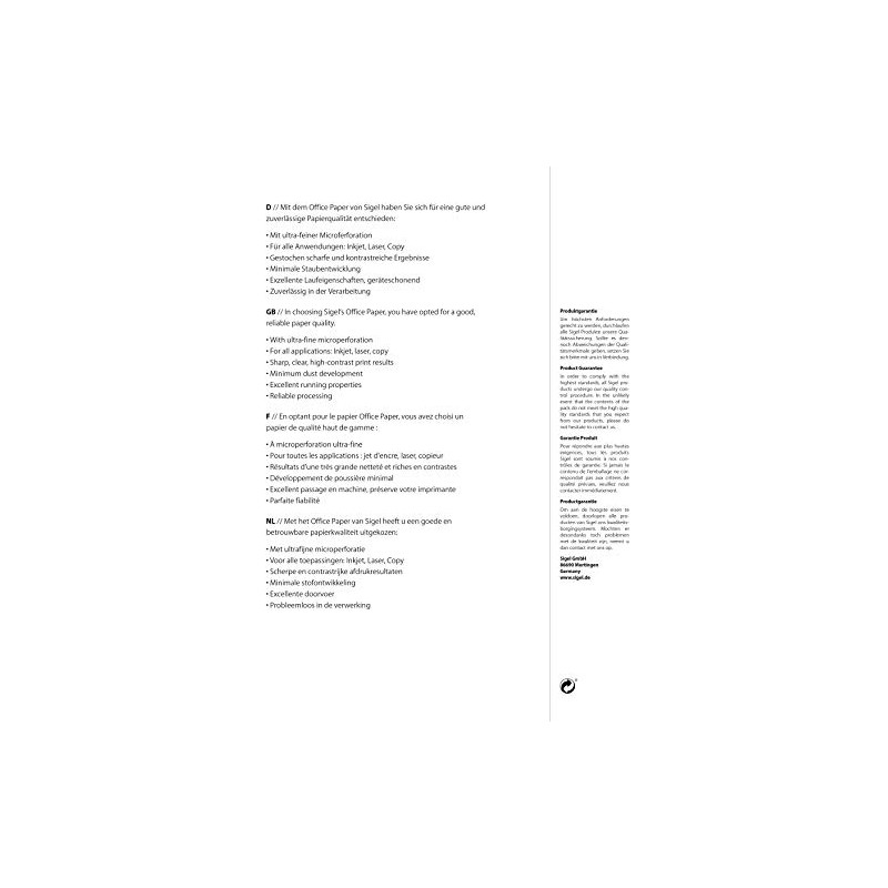 SIGEL LP202 Special Microperforated Multipurpose Office Paper, white, A5/A4, 80gsm,
