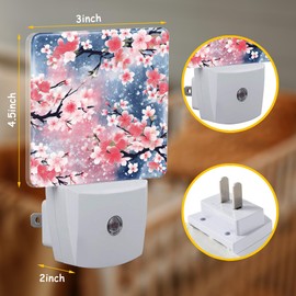 Neidius Night Light,Pink Cherry Blossoms with Blue Sky Plug-in Night Light Auto Dusk-to-Dawn Sensor Energy Efficient LED Lamp for Room Decor,Hallway,Kitchen,Bathroom,Nursery,Stairs