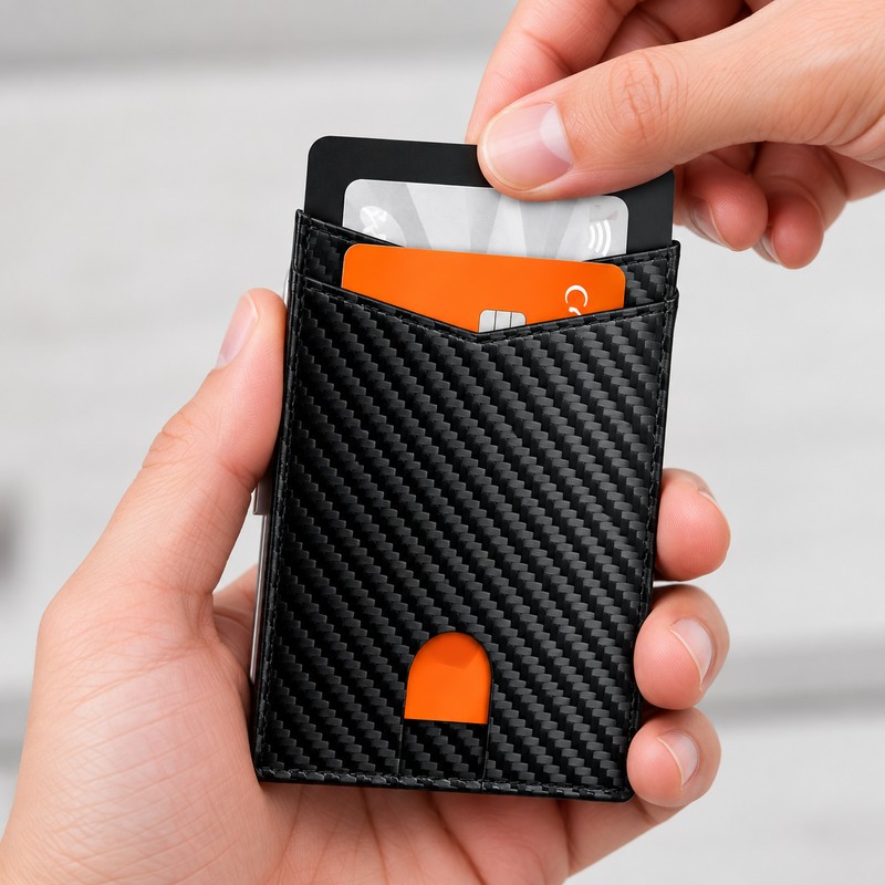 Carbon Fiber RFID Blocking Wallet for Men Slim Minimalist Card