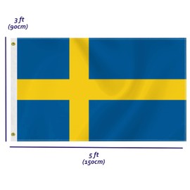 3×5 FT Sweden Flag, Large 75D Swedish National Outdoor Banner,Decor For Patio Garden With Brass Gromment
