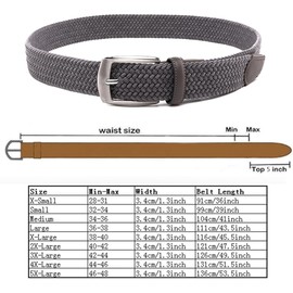 Canvas Elastic Fabric Woven Stretch Braided Belts for Men Women Junior with Multicolored/Full Sizes (M（ fits waist 33"- 36" ）M, Grey)