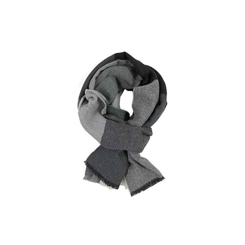 Rotfuchs Woven Scarf Checked Herringbone Fashion Grey White 100% Wool