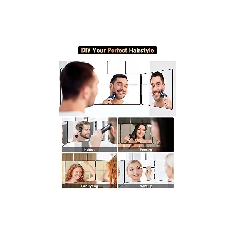 JUSRON Espejo De 3 Vías Para Autocorte De Cabello, 360