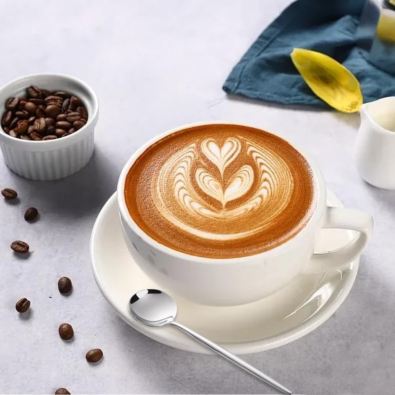 6 Pieces Stainless Steel Coffee Spoons, 12.9 cm Round Dessert
