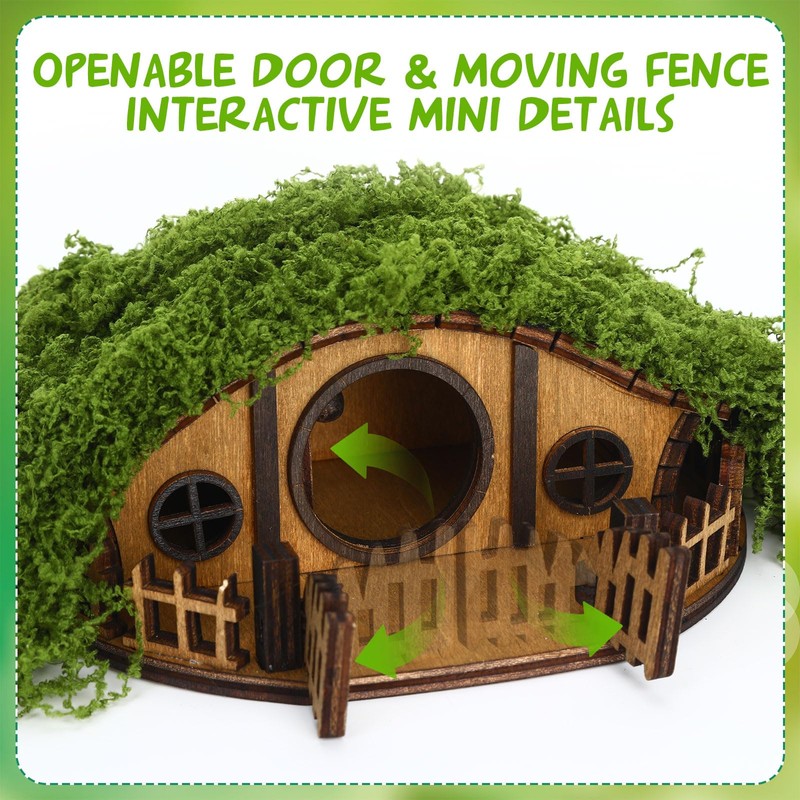 JULEASEL Mosswood Mini Treehouse for Indoor Plant Pots, Fairy Gardens