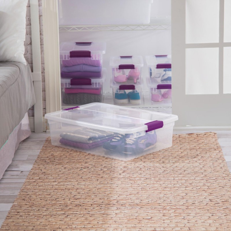 Sterilite 32 Qt ClearView Latch Storage Box, Stackable Bin with