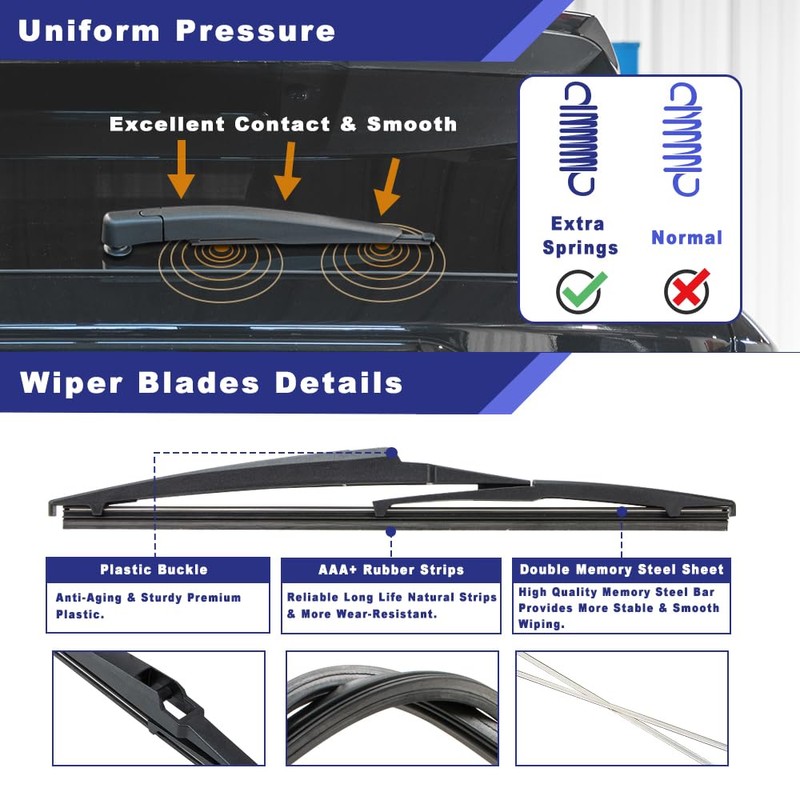 Rear Wiper Arm and Blade Kit for 2009-2020 Dodge Journey