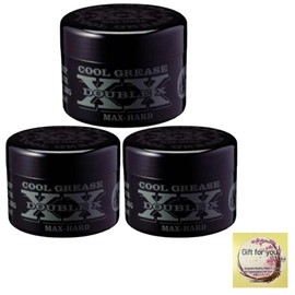 阪本高生堂 クールグリースXX 210g×3個セット 黒 ファインコスメティックス ポマード メンズ ワックス グリース ステッカーセット