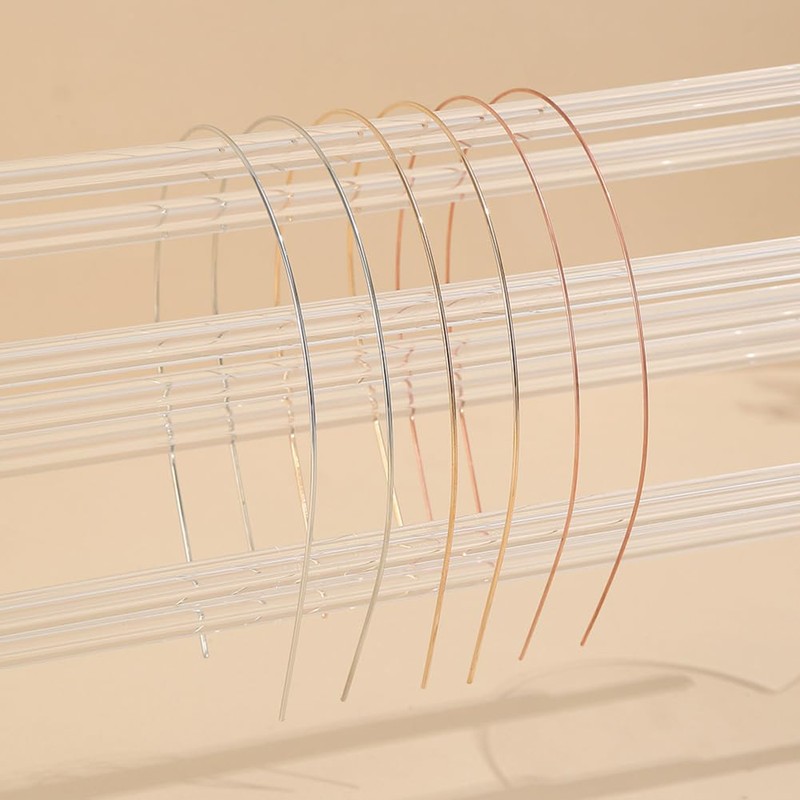 VASANA 50Pcs 1.2mm Width Copper Metal Headbands Plain Thin Bulk